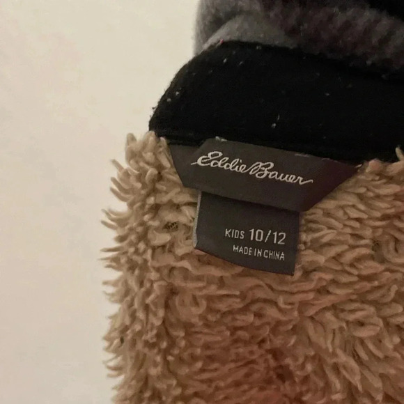 Eddie Bauer boys grey and black checkered button down teddy jacket size 10/12 - Picture 5 of 5